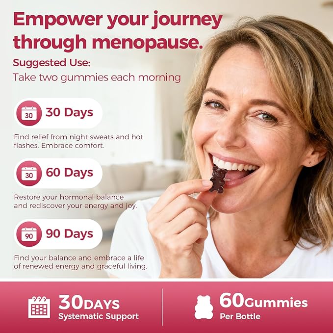 GREENPEOPLE Menopause Supplements for Women Gummies - 16-in-1 Dual Action Menopause Relief W/Black Cohosh, Vitex, Beef Organs for Hormone Balance, Hot Flashes, Night Sweats & Mood, Sugar-Free 60 CT