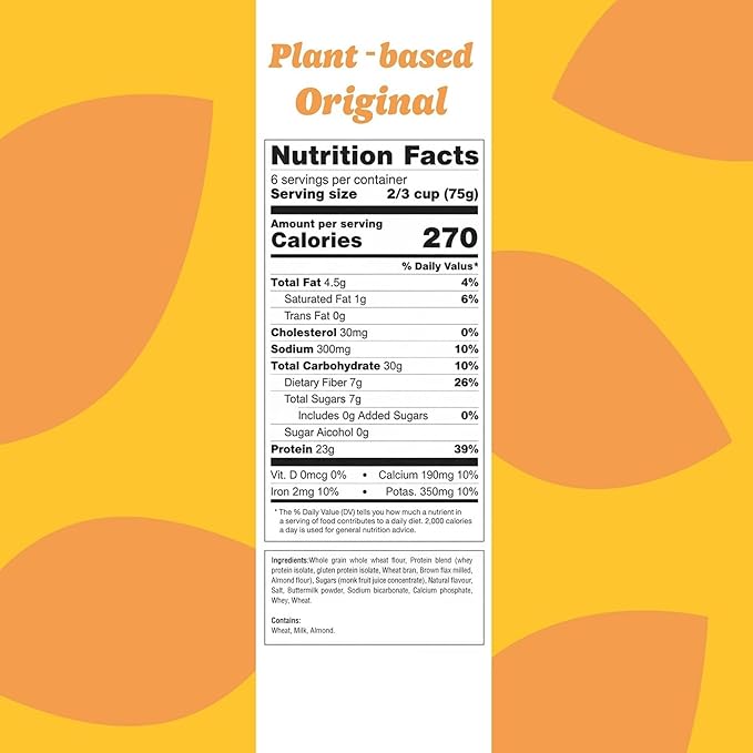 Flourish Plant-Based Protein Pancake & Waffle Mix, Gluten-Free, Dairy-Free, Nut-Free, Soy-Free, Vegan, Non-GMO, All-Natural Superfood, High Protein & Fiber, Just Add Water - Original, 430 g (2 Pack)