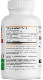 Bronson Vitamin K2 (MK7) with D3 Extra Strength Supplement Bone and Heart Health Non-GMO Formula 10,000 IU Vitamin D3 & 120 mcg Vitamin K2 MK-7 Easy to Swallow Vitamin D & K, 250 Capsules