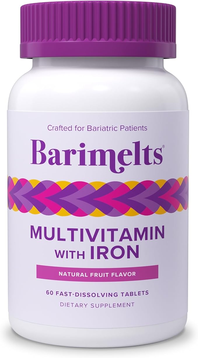BariMelts Bariatric Multivitamin with Iron, 60 Fast-Dissolving Tablets (1-Month Supply), Sugar-Free Bariatric Vitamins for Women, Natural Fruit Flavor