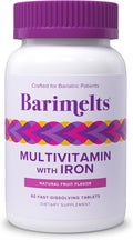 BariMelts Bariatric Multivitamin with Iron, 60 Fast-Dissolving Tablets (1-Month Supply), Sugar-Free Bariatric Vitamins for Women, Natural Fruit Flavor
