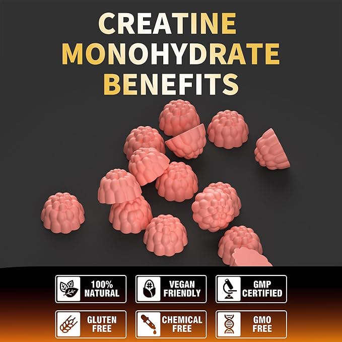 Nutravita NSF Certified Creatine Gummy - Creatine Monohydrate Gummies for Men & Women-5g of Creatine Monohydrate per Serving - Sugar Free,Vegan, Strawberry Flavor, 120 Count