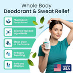 Whole Body Deodorizing Supplement - 100% Natural Internal Deodorant, Sweat Relief - Body Odor Pills Reduce Odor in Underarms, Intimate Areas & Feet - 60 Chlorophyll Capsules for Gut Health
