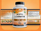 NaturaLife Labs Acetyl L-Carnitine (ALCAR) 1500 mg per Serving – 100 Capsules – Non-GMO, Gluten-Free, Vegan (2 Pack)