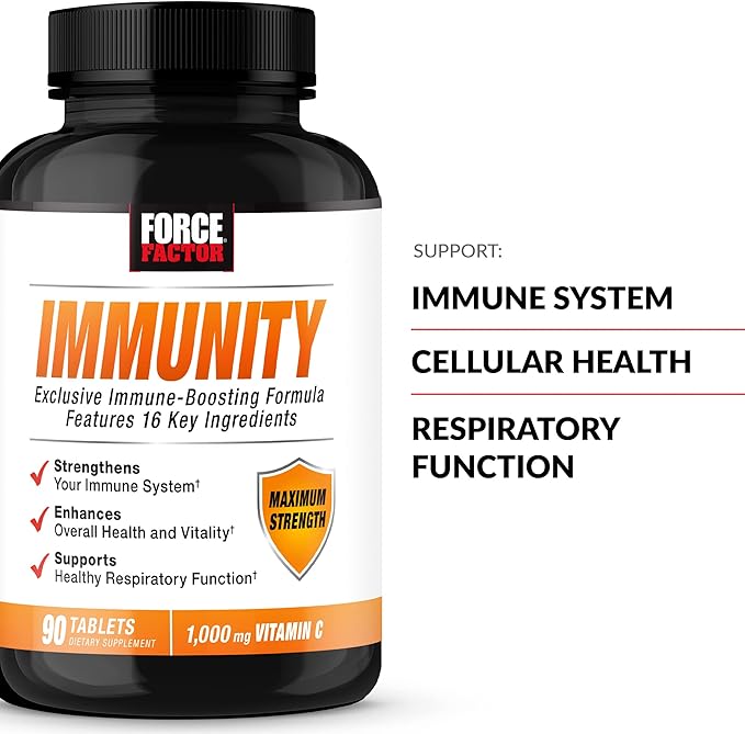 Force Factor Immunity, Immune Support Booster with Elderberry and 1000mg of Vitamin C, Plus Vitamin D, Zinc, Probiotics, Antioxidants, and Echinacea for Immune Health Defense, 90 Count (Pack of 2)