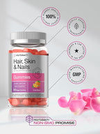 Horbäach Hair Skin and Nails Gummies | 100 Count | Supplement with Biotin for Men and Women | Fruit Flavored Vitamins | Vegan, Non-GMO, and Gluten Free