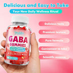 GABA Gummies 500mg with L-Theanine, 5-HTP, Vitamins B6, B12, D3 and Ashwagandha, Melatonin-Free, GABA Supplements for Adult, Sugar-Free, Strawberry Flavor, 60 Count