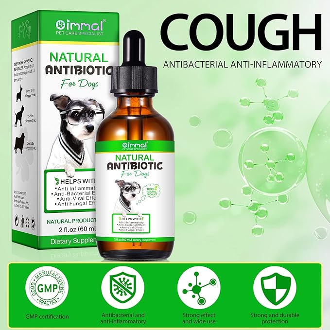 Dog Antibiotics for Skin Infection, Antibiotic for Dogs, Natural Antibiotics for Dogs Multivitamin Support Immune and Dog Allergy Itch Relief, Pet Antibiotics Supplement, 2 Fl Oz