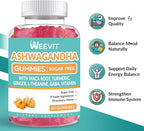 WEEVIT Ashwagandha Gummies with Vitamin D for Women & Men, Ashwagandha Gummy with Maca Root Powder | Organic Ashwa Gummies for Boost Energy