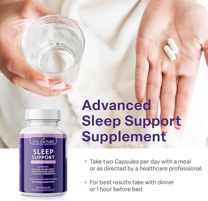 Sleeping Pills & Resveratrol Supplement for Anti Aging - Sleep Supplement with Melatonin, Resveratrol, Zinc & Magnesium - Wake Up Looking Younger with Non Habit Forming Sleep Meds - 60 Caps