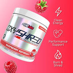 EHP Labs OxyShred Pre Workout Powder - Preworkout Powder with L Glutamine & Acetyl L Carnitine, Energy Boost Drink - Raspberry Refresh, 60 Servings