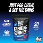 TASTY GAINS Creatine Gummies - 90g of Creatine Monohydrate - Workout Supplements - Build Muscle & Boost Strength for Men & Women - Made in USA - Non GMO - Vegan Friendly (Large, Blue Raspberry)