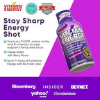 Vitamin Energy Focus+ Extra Strength Energy Shot Berry 12 Pack, 260mg Natural Caffeine, B-Vitamins, CoQ10, Amino Acids, Focus, Productivity & Clarity, Zero Sugar, Gluten-Free, 1.93 fl oz