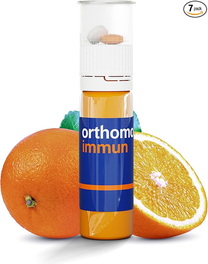 Orthomol Immun, Immune Support Vials for Adults with Vitamin C, Zinc, Selenium, Iodine, Vitamin D, E, A,B, Calcium, 25+ Immune Boost Nutrients, 1 Serving Per Day for Daily Health (7 Day Supply)