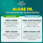 Vegan Omega-3 Gummies for Adults, Fish Oil Alternative from Algae Oil, Plant Based DHA 460mg & EPA 230mg Plus MethylFolate, Vitamin B12, Phosphatidylserine, No Fishy Taste, Vegan, Sugar Free, 60 Cts