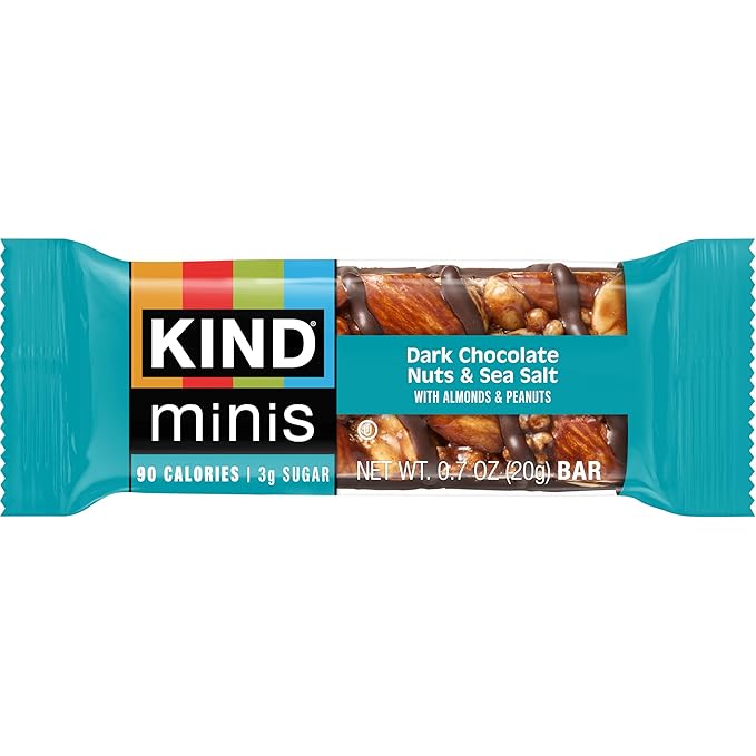 KIND Mini Snack Bars Variety Pack, Gluten Free, Low Sugar, Low Calorie Snacks, Dark Chocolate Nuts & Sea Salt, Peanut Butter Dark Chocolate, Caramel Almond & Sea Salt, 30 Count