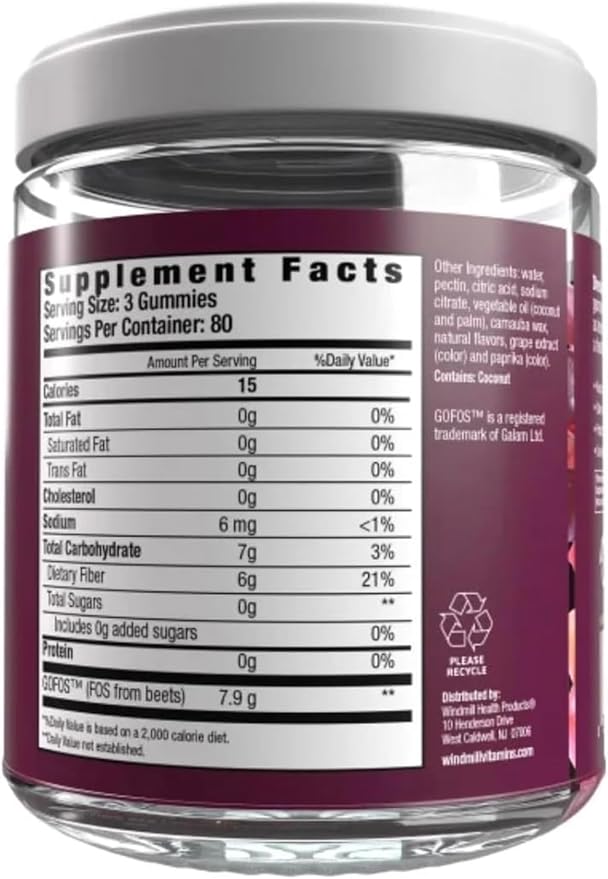 Country Farms Fiber Care Prebiotic Gummies, 6g of Fiber Per Serving, FOS from Beets, Digestive Health, Supports Regularity, Mixed Fruit Flavor, (240 Gummies)