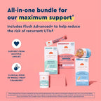 Uqora Flush Advanced+ Regimen with Flush Advanced+ (2 Pack) - Cranberry to Reduce Risk of Recurrent UTI** - Defend & Promote - D-Mannose, Vitamin C, Green Tea Extract & Probiotics - 3-Part Bundle