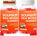 10-in-1 Soursop Graviola with Sea Moss Gummies, Soursop Leaves Extract with Vitamin C, Zinc for Immunity and Antioxidant, Gluten Free, Vegan 60 Gummies 2Pack