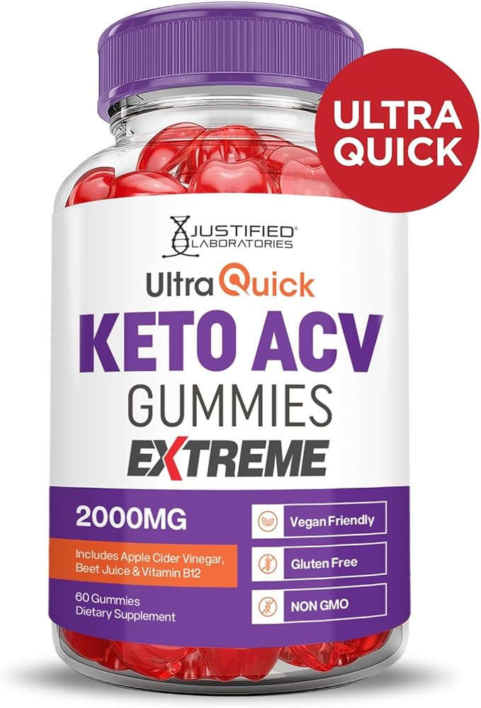 Justified Laboratories (3 Pack Ultra Quick Keto ACV Gummies Extreme 2000MG Ultraquick Keto Gummies Apple Cider Vinegar Formulated with Pomegranate Beet Juice Powder B12 Vegan Non GMO 180 Gummys