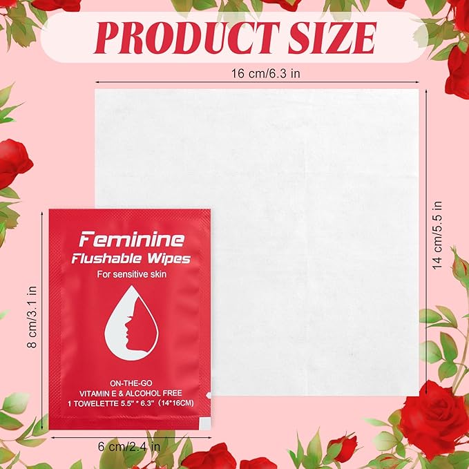 Feminine Wipes Individually Wrapped,Flushable Wipes Travel for Women,Feminine Care Wet Wipes Travel Size Vaginal Wipes for Adult,Girl and Homeless 100
