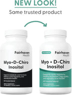 Fairhaven Health Myo-Inositol and D-Chiro Inositol for Women with PCOS | 40:1 Ratio | Inositol Supplement for Hormone and Ovarian Health | Myoinositol | Vitamin B8 | 120 Capsules