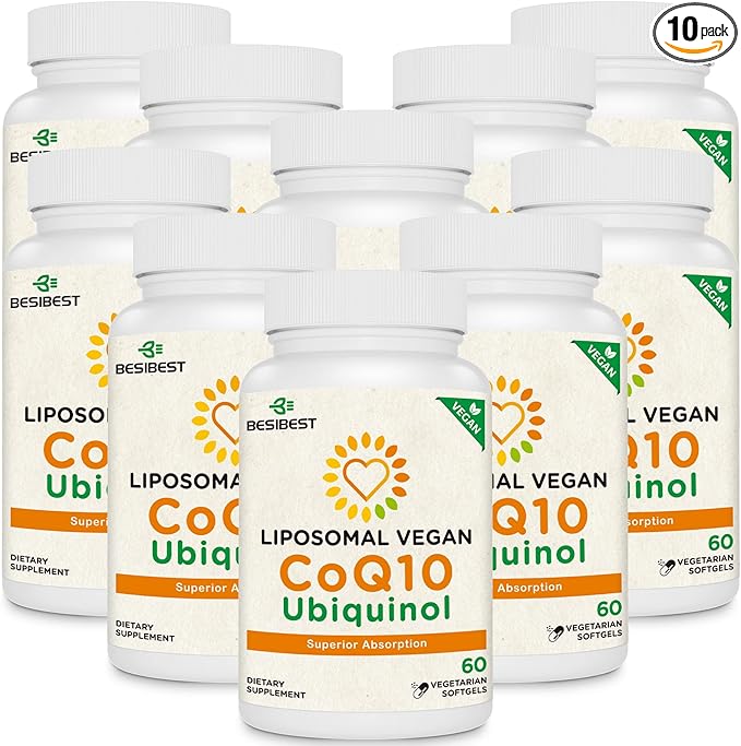 Besibest 1000mg Liposomal CoQ10 Ubiquinol, 600 Vegan Softgels, High Absorption Ubiquinol CoQ10 Supplement, Active Antioxidant Form of Coenzyme Q10 for Heart Function & Energy Production