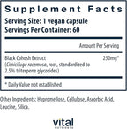 Vital Nutrients Black Cohosh Extract 250mg- Vegan Supplement for Women’s Menopause, Hormonal Balance and PMS Support* - Gluten, Dairy and Soy Free - Non-GMO - 60 Capsules