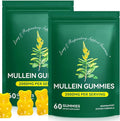 2 Pack Mullein Gummies for Lungs, 2000mg Mullein Leaf Extract for Respiratory & Digestive & Immune Support, Natural Herbal Supplement, Pear Flavor Gummies 60 Gummies