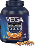 Vega Sport Vegan Protein Powder + Recovery - 30g Plant Based Protein per Serving, Peanut Butter, 45 Servings, 5g BCAAs, Probiotics, NSF Certified, for Shakes & Smoothies, 4.2lbs (Packaging May Vary)