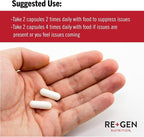Re+Gen Nutrition H Rescue Immune Support Supplement for Adults, Capsules with Zinc, Vitamin C, L lysine Amino Acid & Oregano Oil for Immunity Health in Men & Women, 120 Capsules