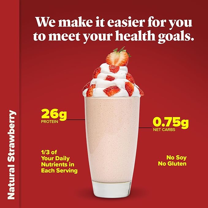 Keto Chow Natural Strawberry | Keto Meal Replacement Shake Powder | Nutritionally Complete | Low Carb | Delicious Easy Meal Substitute | Protein Rich You Choose The Fat | Single Meal Sample