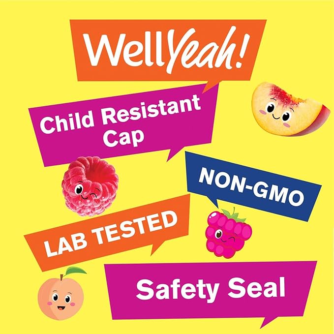 WellYeah Magnesium Citrate Gummies for Kids - Chewable Stress Relief Supplement for Children - Natural Calm, Mood Support, Non-GMO, Gluten Free - Natural Sourced Flavors - 60 Gummies