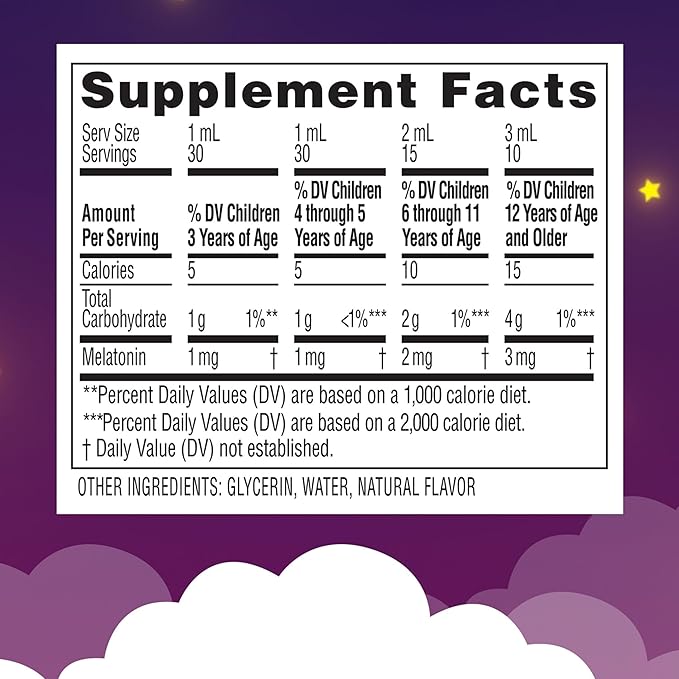 Zarbee's Kids Melatonin Sleep Supplement Liquid, 1mg Melatonin, Drug-Free & Effective, Easy to Take Natural Berry Flavor for Kids Ages 3 and Up, 1 Fl Oz Bottle