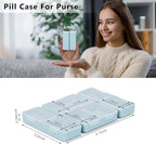 FYY Daily Pill Organizer, 7 Compartments Portable Travel Pill Case, [Folding Design] for Purse Pocket to Hold Vitamins,Cod Liver Oil,Supplements and Medication-Blue