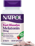 Natrol Melatonin 10mg Fast Dissolve Tablets - Strawberry Flavor, 30 Count, Sleep Support, Fast Dissolve Melatonin for Adults, 30-Day Supply