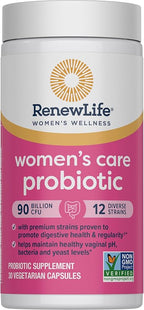 Renew Life Women's Probiotic Capsules, Supports pH Balance for Women, Vaginal, Urinary, Digestive and Immune Health, L. Rhamnosus GG, Dairy, Soy and Gluten-Free, 90 Billion CFU - 30 Ct