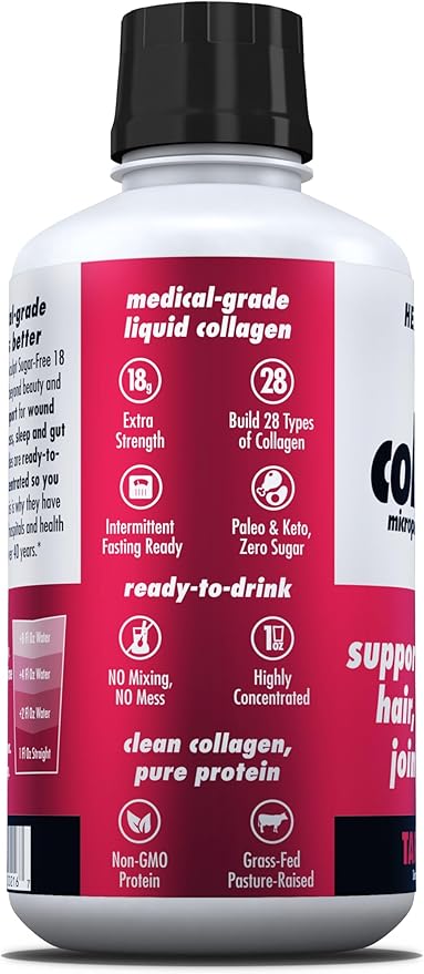 HEALTH DIRECT AminoSculpt Sugar-Free Collagen Supplement - High Potency Medical-Grade Protein for Hair, Skin, Nails & Joints, Grass-Fed, Non-GMO, Liquid Collagen - Tart Cherry - 30 Fl Oz