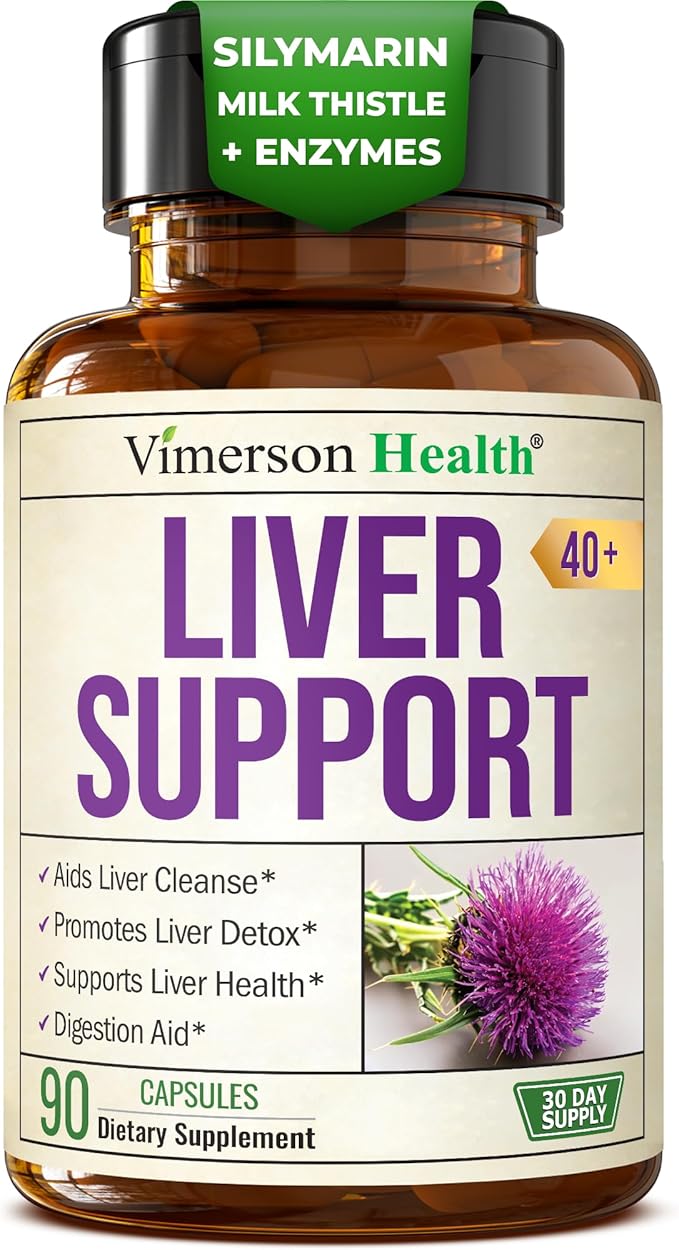 Liver Support with Artichoke Extract, Enzymes, Silymarin 50% Milk Thistle, Dandelion Root, Lipase & Protease, Solarplast® Antioxidants – Supports Detox, Digestion & Energy. 90 Capsules, 30 Day Supply