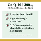 Nature's Bounty CoQ10, Heart Health and Healthy Aging, Dietary Supplement, 200mg, 45 Rapid Release Softgels (Pack of 3)