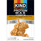 KIND Protein MAX Sweet & Salty Caramel Peanut Crisp Snack Bars, Keto Friendly, 20g Protein, 12 Count