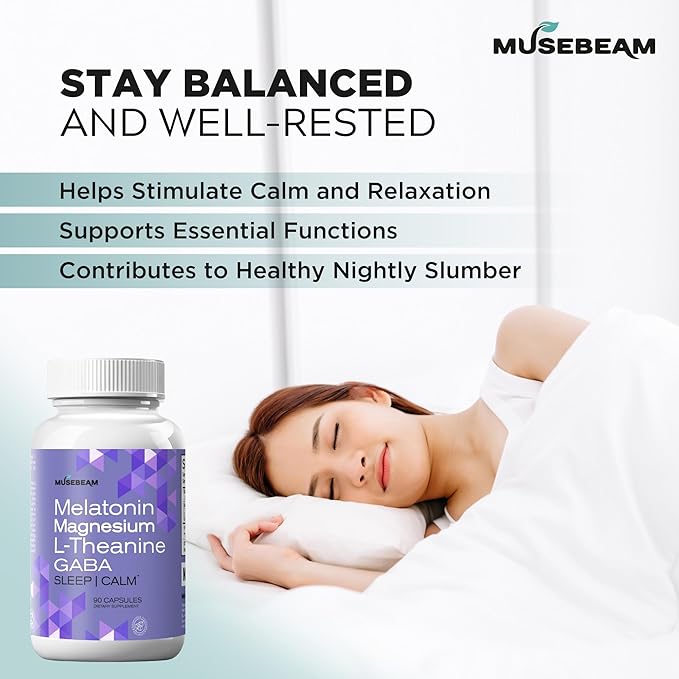 Magnesium Glycinate 275mg Melatonin 5mg L-Theanine 200mg GABA 100mg Capsules - Full Rest Nighttime Bedtime Support Supplement for Men Women - Vegan Sugar-Free Gluten-Free