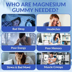 Sugar-Free Magnesium Glycinate Gummies with L-Threonate, Magnesium Supplements for Women and Men with Ashwagandha, L-Theanine, GABA, Vitamin C, B6