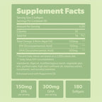 Vegan Omega 3 Supplement - Plant Based DHA & EPA Fatty Acids - Carrageenan Free, Alternative to Fish Oil, Supports Heart, Brain, Joint Health - Sustainably Sourced Algae, Fish Oil Free - 180 Softgels