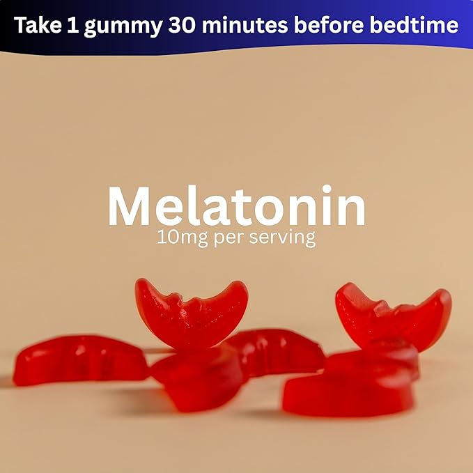 Vemax Sleep Gummies Adult Melatonin 10mg, L-Theanine, Magnesium, Lavender, Lemon Balm and Ashwagandha, Drug Free Nighttime Rest Support, 60 Strawberry Flavored Sleep Aids for Adults, Zero Sugar