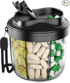 Pill Organizer with 7 Compartments, Pill Box Case for Holding 7 Different Vitamins, Anti-Mix Design for Easy Medication Retrieval. Travel Pill Organizer with 20 Labels. Pill Container (Black)