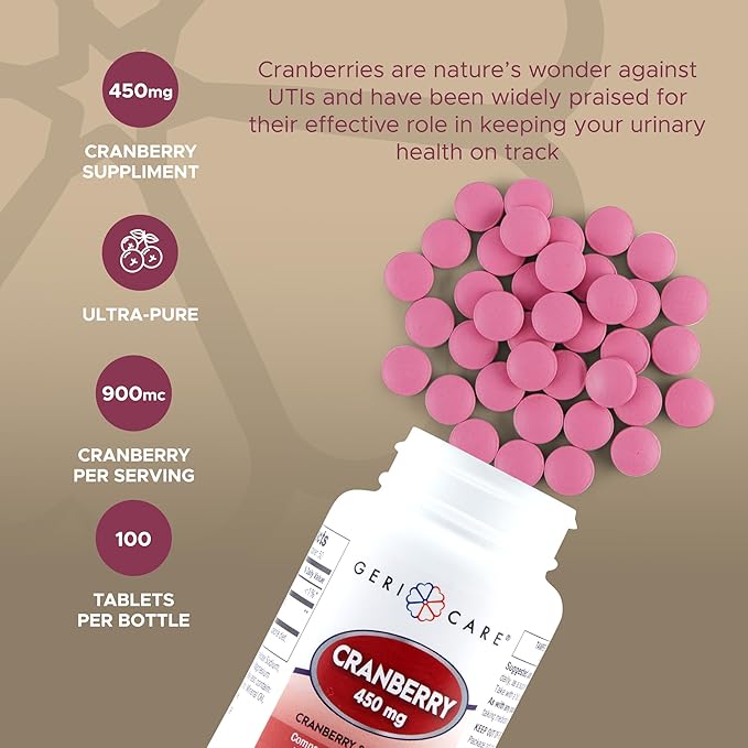 GeriCare Cranberry Supplement, 100 Tablets 450 mg (3)