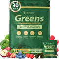 Greens Daily Gummies, Superfood Fruits and Veggies Blend with Spirulina, Chlorella, Prebiotics & Fiber, Adaptogens Multivitamin Supplement for Women & Men Digestive Health, Non-GMO, 240 Count