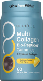 NeoCell Multi Collagen Bio-Peptides Gummies | 60 ct | Tropical Flavor | Type I, II, III, V, X | Advanced BioActive Formula