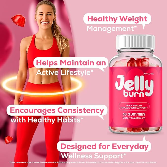(3 Pack) Jelly Burn Gummies – Advanced JellyBurn Gummy Premium Formula, Daily JellyBurnGummies All Natural Maximum Strength, Vitamin Support for Overall Health and Wellness, 180 Gummies for 3 Months